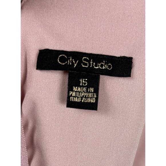 City Studio Juniors Ladies Pink Illusion Tulip Long Evening Gown Dress Sz 15/XL - Picture 12 of 12